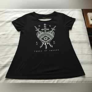 Black Graphic Tee with Three of Swords Design
